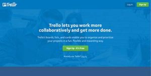 Screencap of TRELLO work board main page.